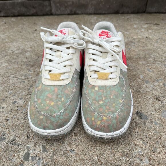 Nike Air Force 1 Crater Shoes Womens Size 6.5 CT1986 101 Summit‎ White Red - Picture 3 of 11